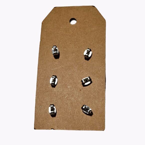 Handmade with Love Button Earrings Waffle Weave Fabric Texture Post 3 Pairs Stud - Picture 3 of 3